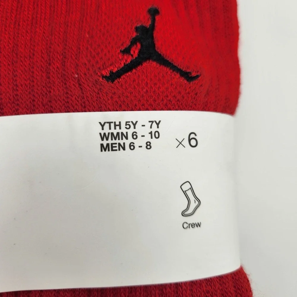 Nike Jordan Boys Socks Crew Jumpman Basketball Youth 6 Pr Shoe SZ  5Y-7Y